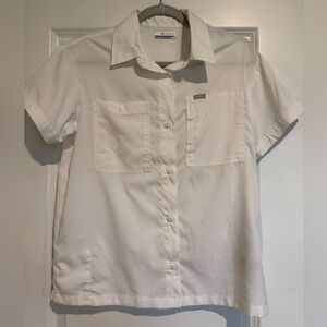 White Short Sleeve Button-Up Shirt